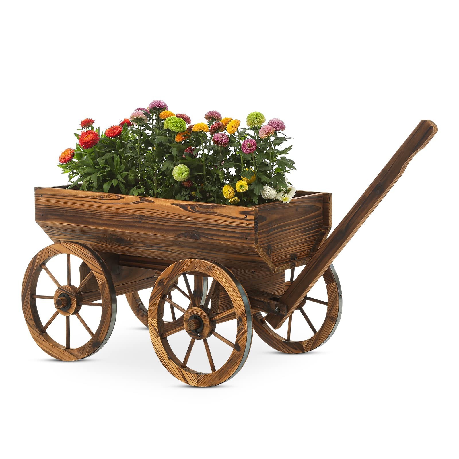 Notume Garden Wooden Decor Rustic Flower Pot,Planters Wagon Indoor Outdoor Ba…