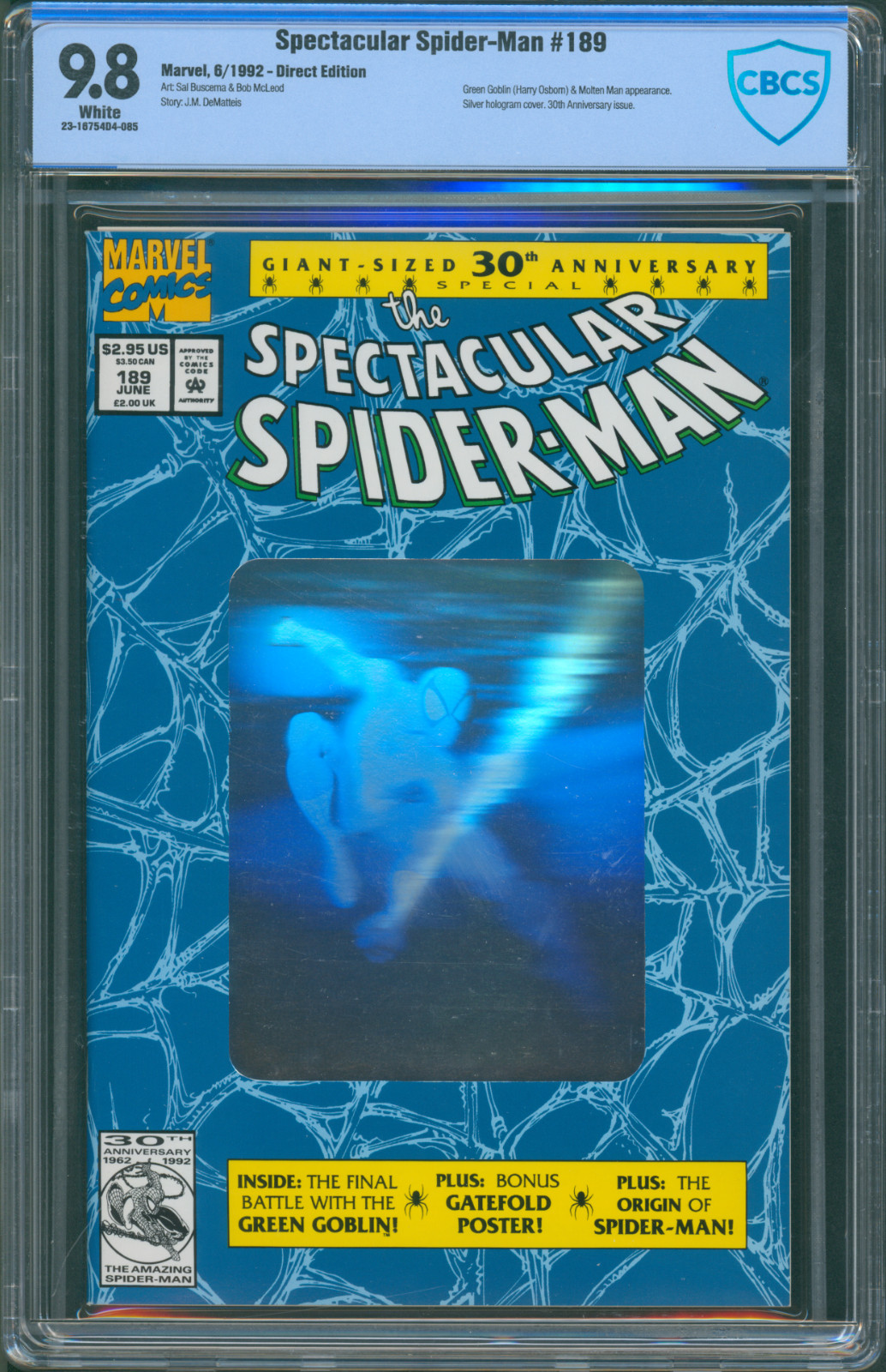 Spectacular Spider-Man #189, CBCS 9.8, Direct Edition (1992)