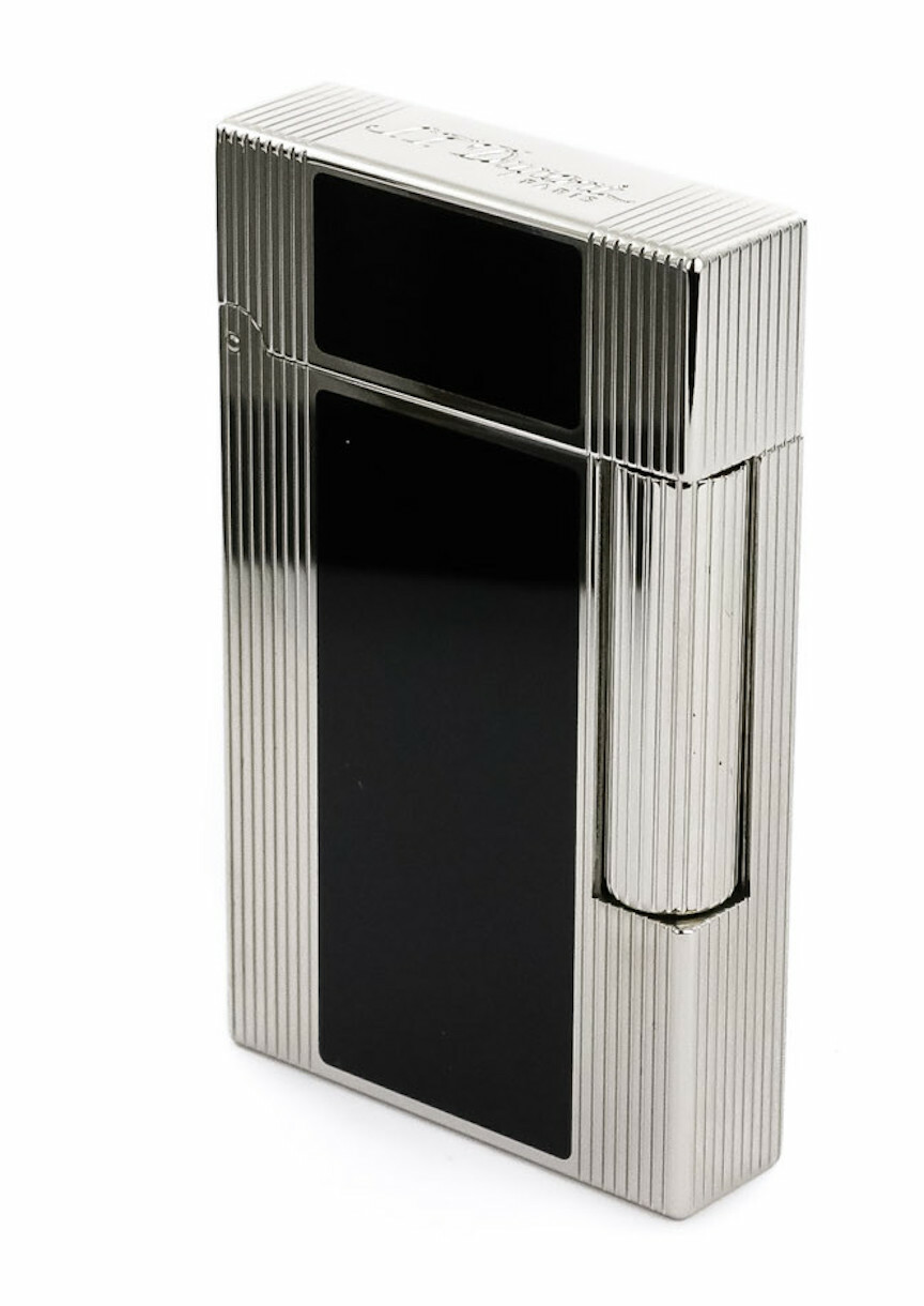 S.T. Dupont Line 2, Palladium & Black Lacquer Lighter, 016380 (16380) New In Box