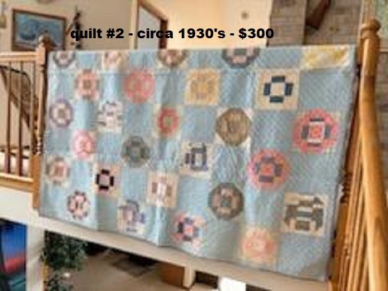 Vintage Quilt Circa 1930s Pastel 8×8 blocks Blue Pastel