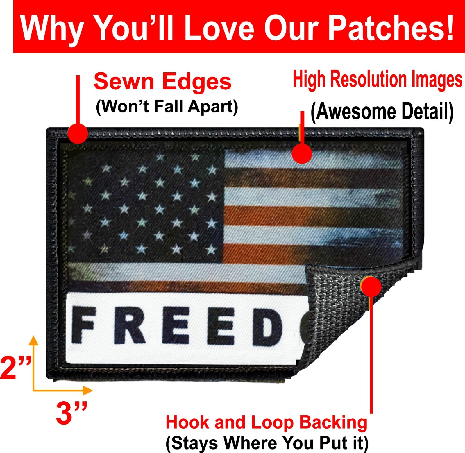 Charlie Kirk FREEDOM Morale Patch | Patriotic Patch | Fight Fight Fight USA Flag