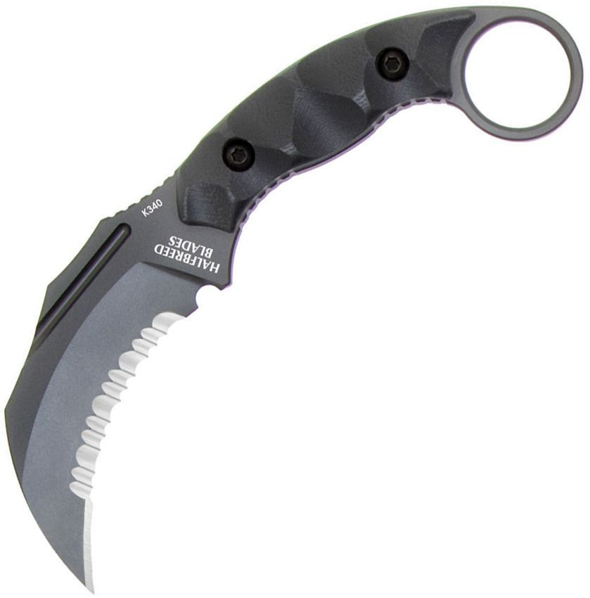 Halfbreed Blades Close Fixed Knife 3.5″ K340 ISODUR Steel Blade Black G10 Handle