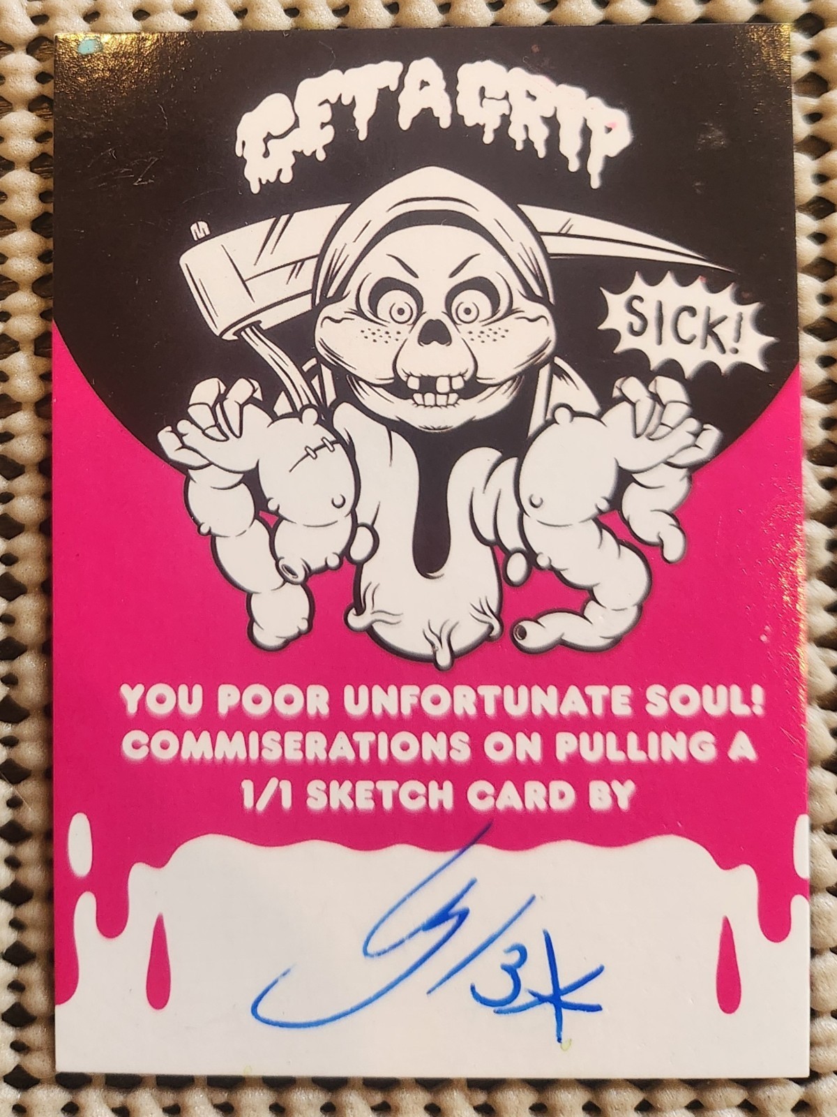 PUS Succu Len SKETCH CARD Poor Unfortunate Souls Get A Grip GPK GREG TREIZE 1/1