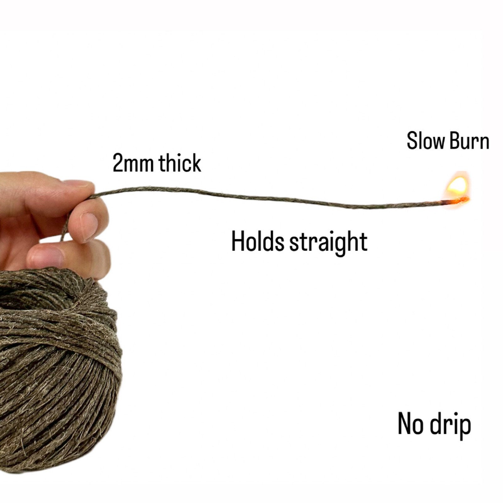 Dynamite Wick Stick – 20ft Natural Hemp Wick Dispenser Lighter – 2mm Thick