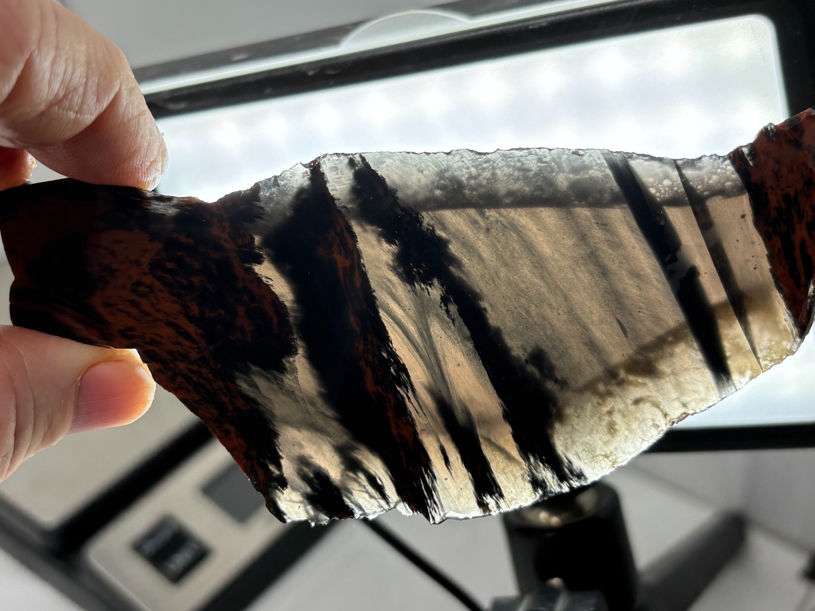 Tri-flow Sheen/Lace Obsidian Slab Lapidary Cabbing Knapping Combo ship avail