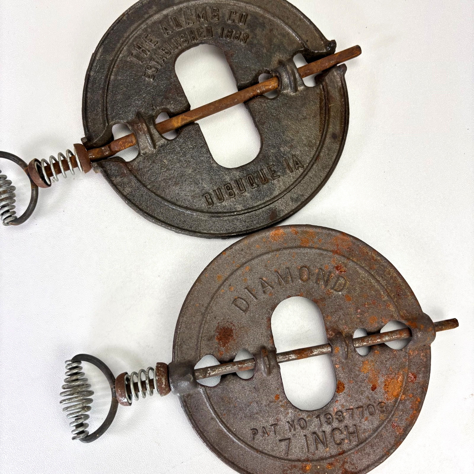 Stove Pipe Damper Spindle Lot Adams Diamond Dubuque IA Cast Iron 6″ 7″ Pair
