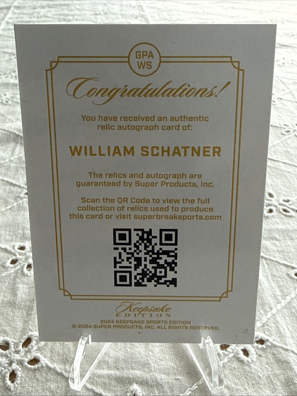 2024 KEEPSAKE EDITION WILLIAM SCHATNER RELIC AUTO MEMORABILIA CARD! COOL CARD!