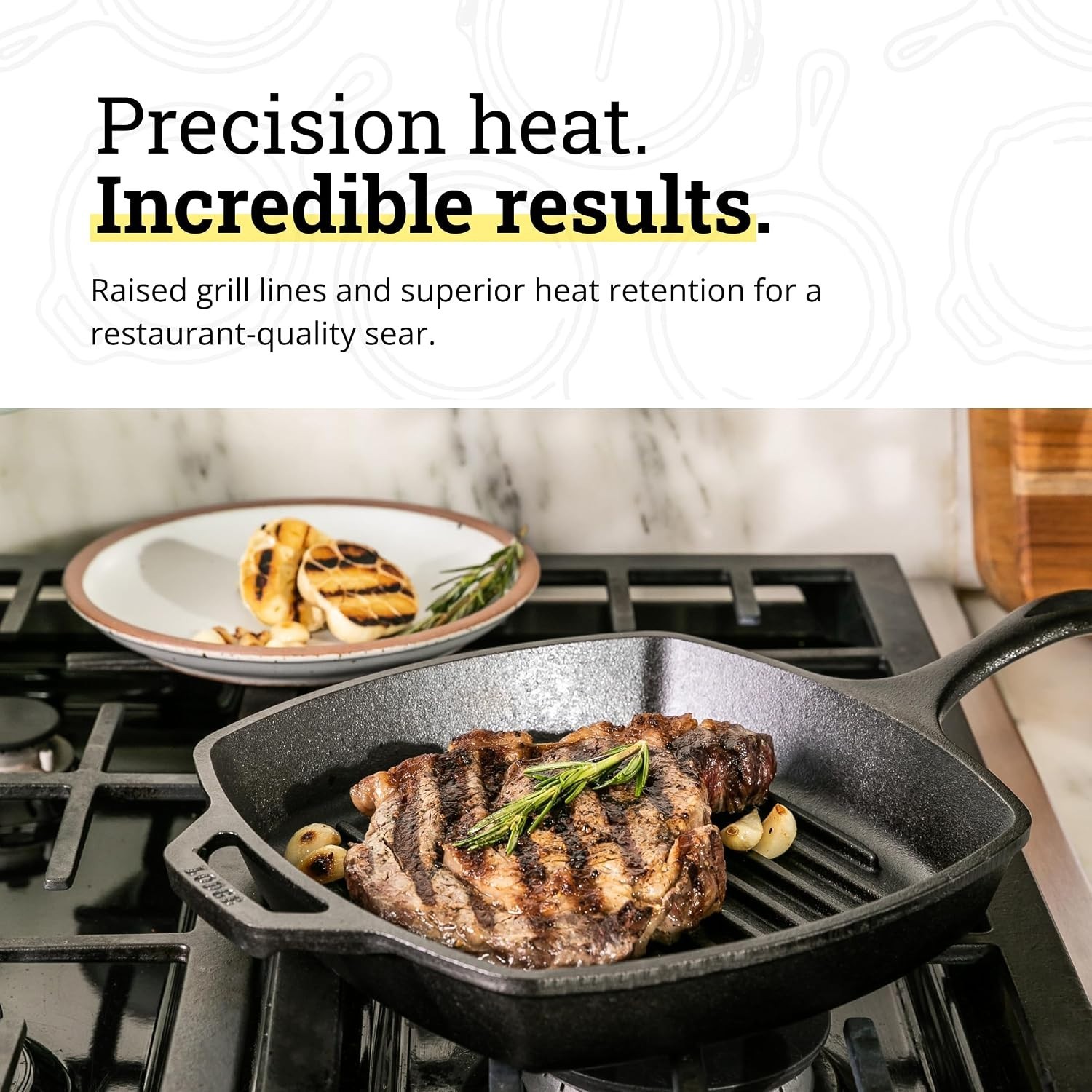 Square Cast Iron Grill Pan 10.5 Inches – Pre-Seasoned Square Skillet – Ridged…