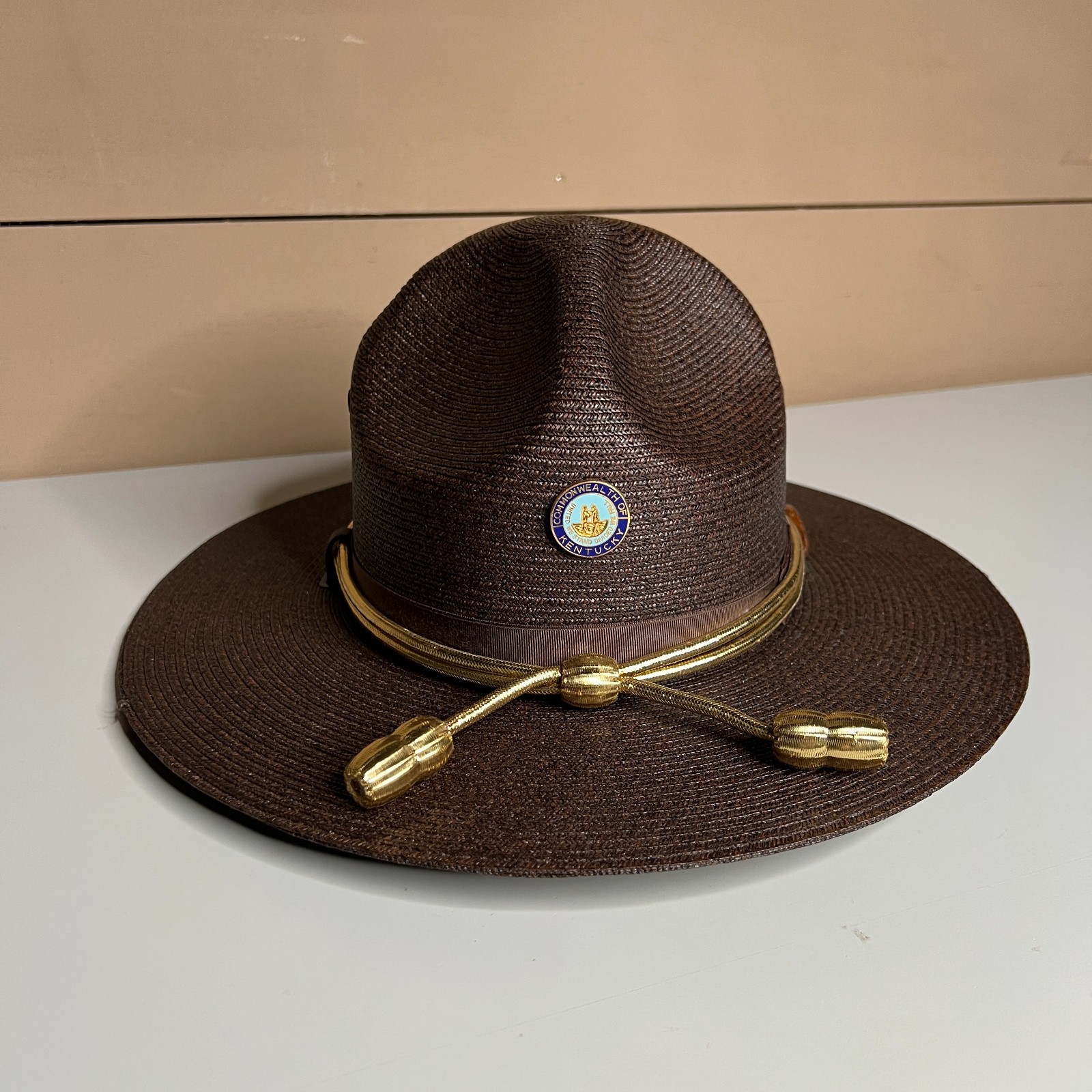 Vintage Beaver Brown Felt KY State Police campaign hat Sheriff Size 6 3/4