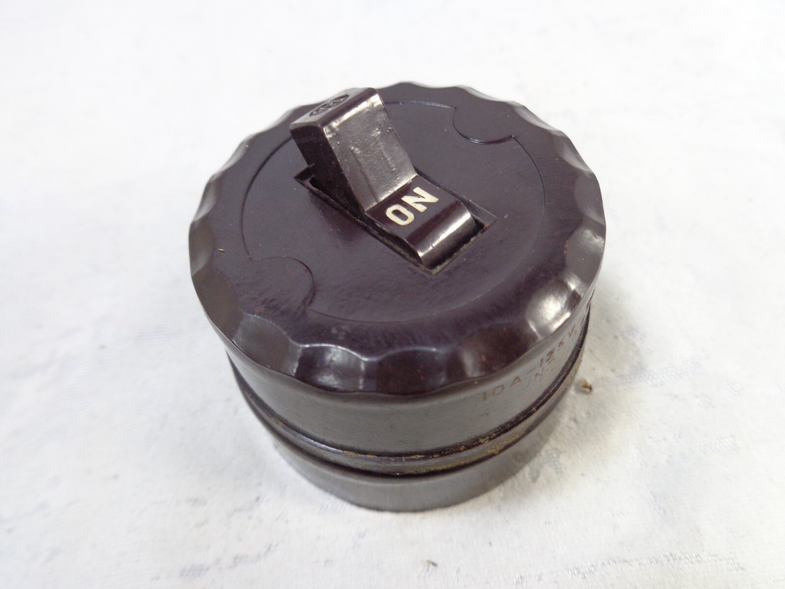 Monowatt Toggle Switch UL Bakelite Brown Round Wall Surface Mount Vintage