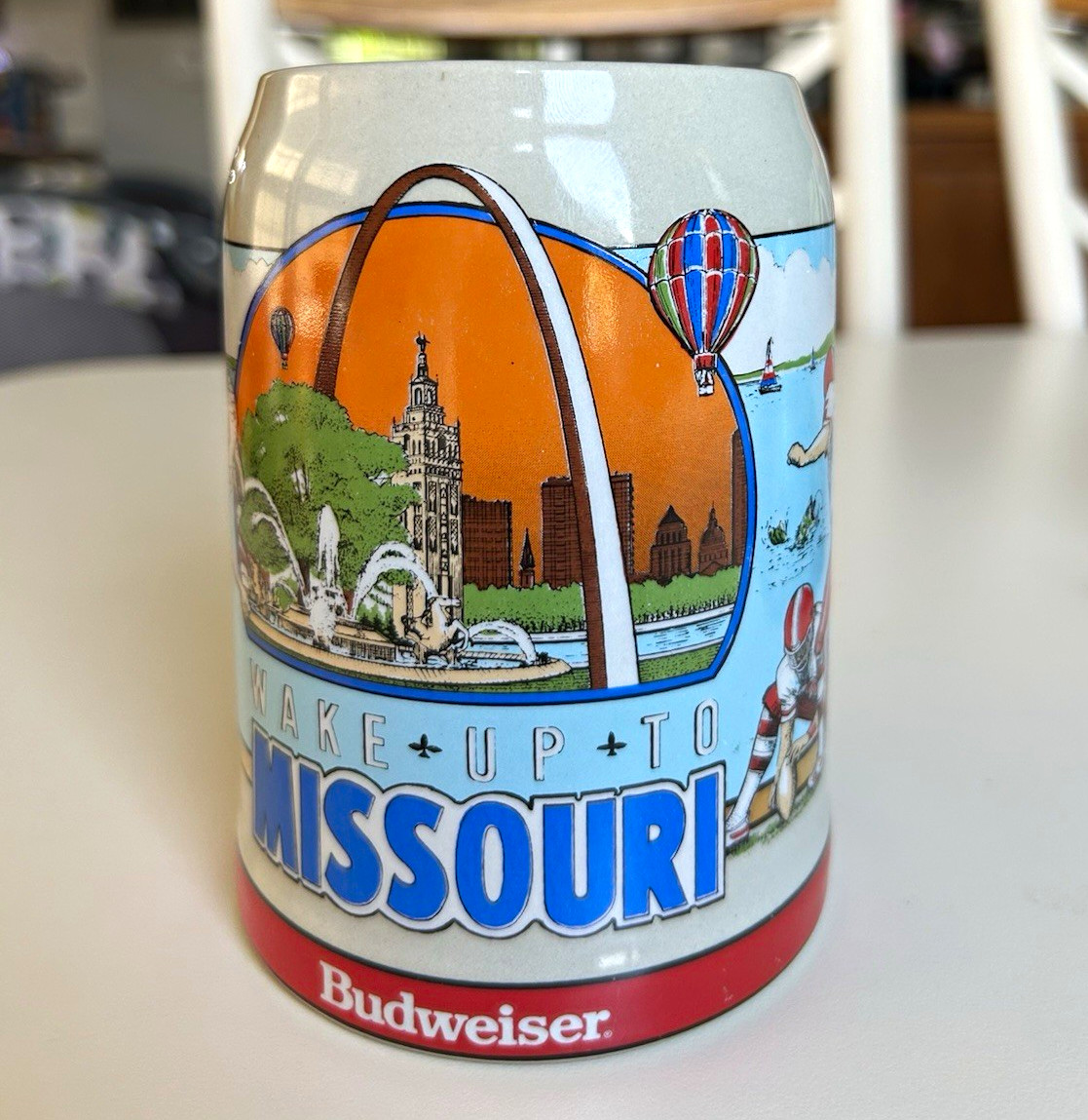 Budweiser Wake Up To Missouri Ceramic Beer Mug Breweriana USA