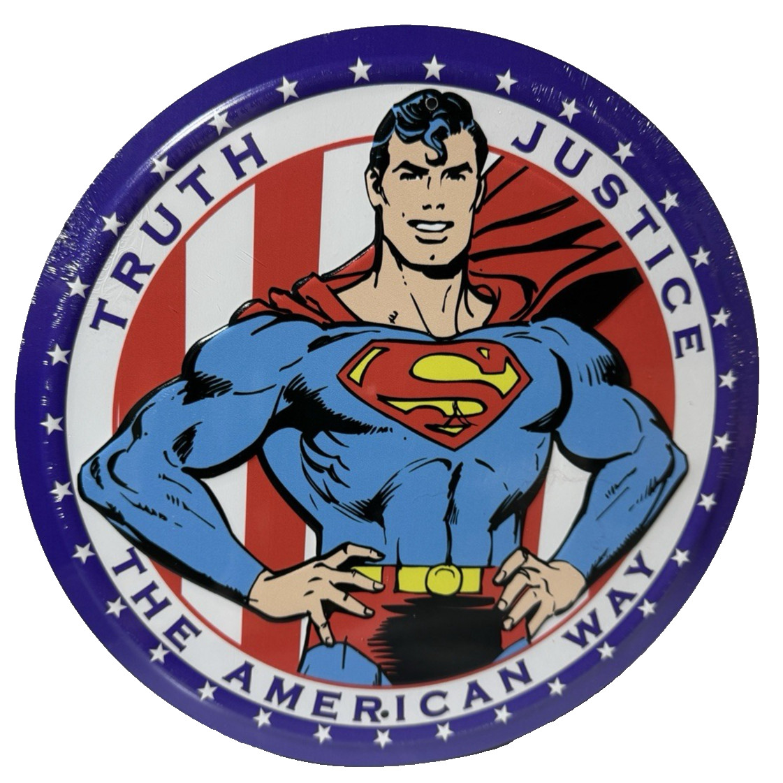 Superman American Way Round EMBOSSED Sign wall decor 11.75 ” inch Made in USA