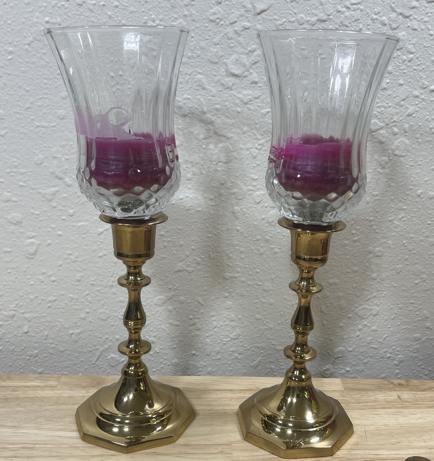 Vintage Homco Brass Candle Holders & Glass Votive Cup – India – Set Of 2