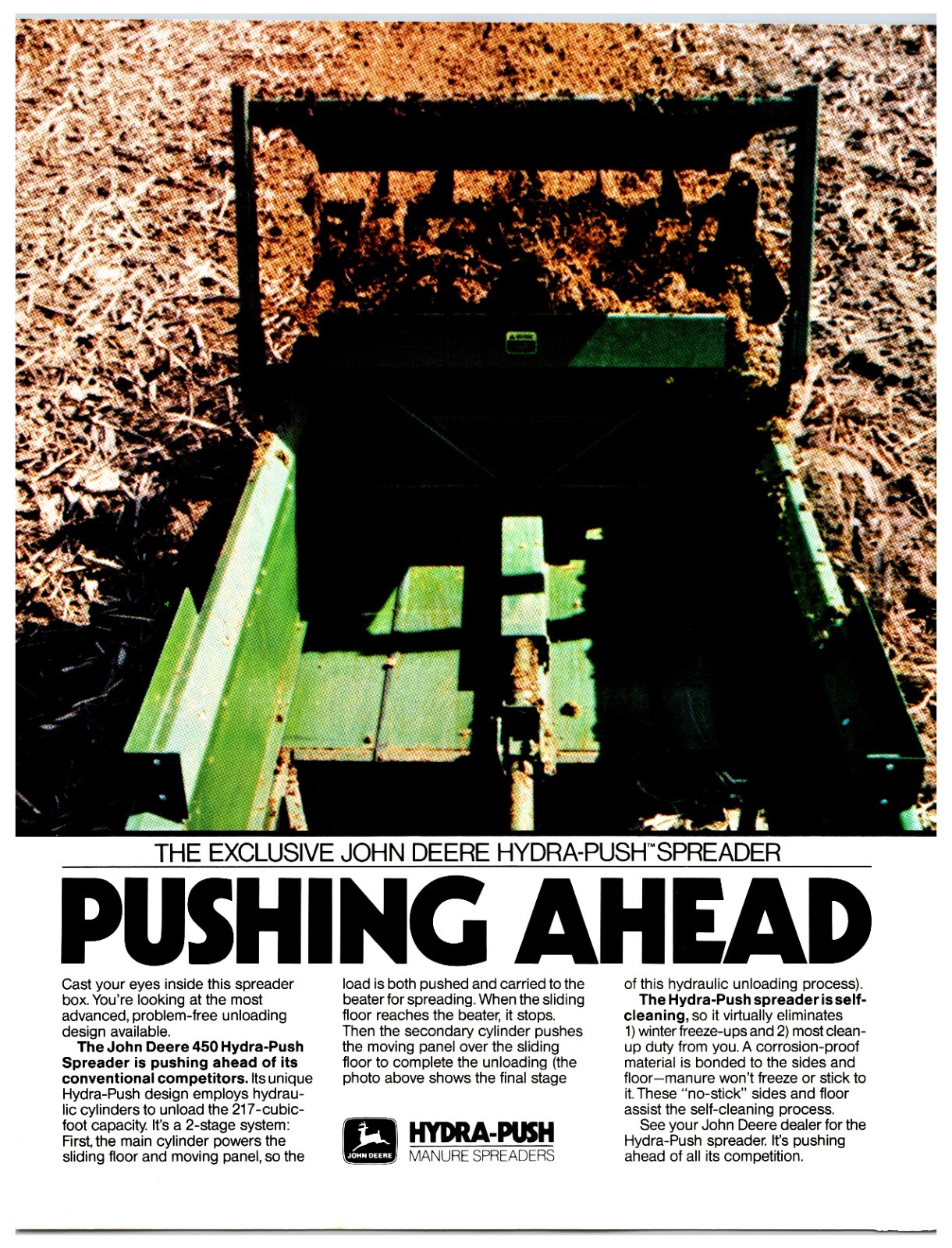 1980s John Deere Hydra-Push Spreader Original Print Advertisement (8.5in X 11in)