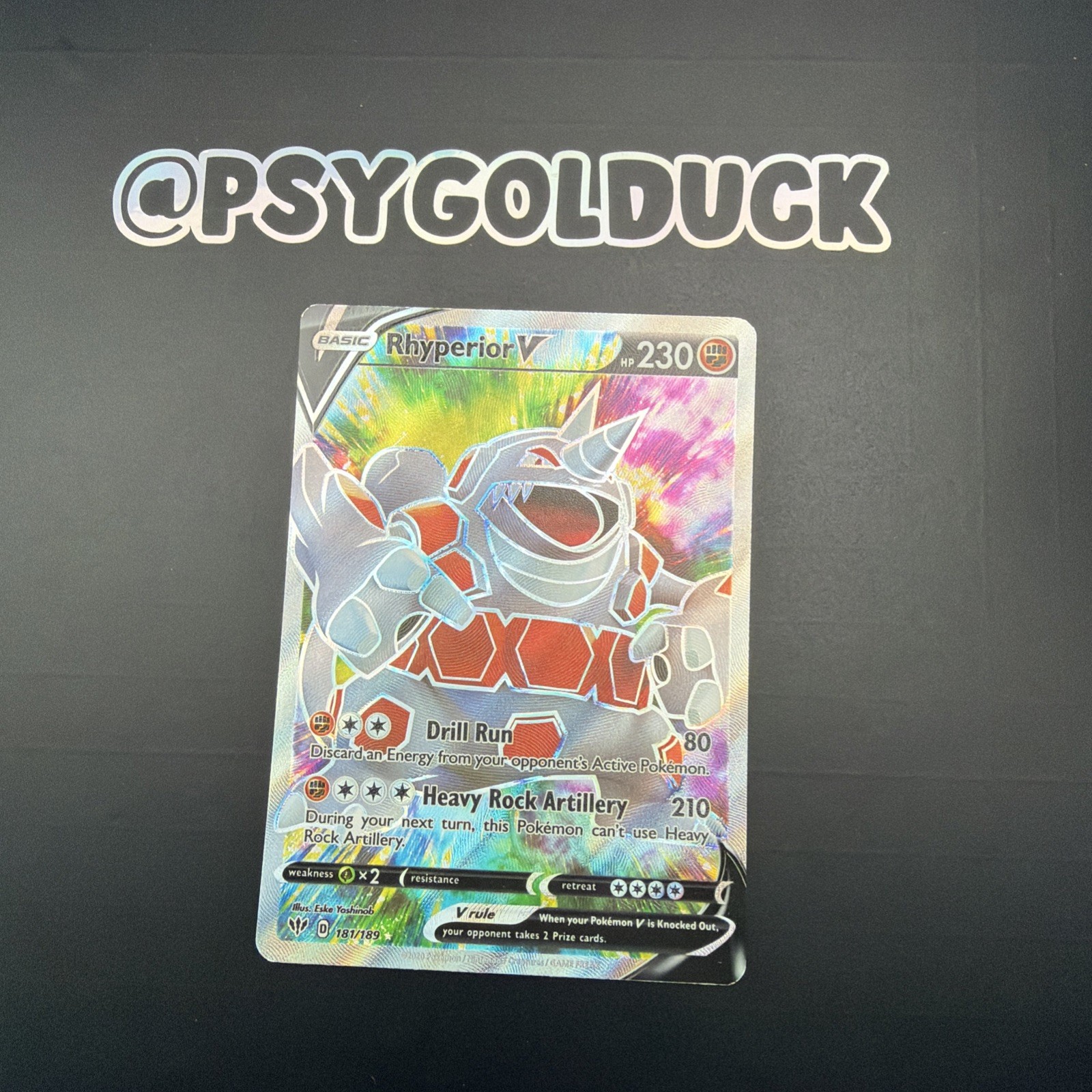 Pokemon – Rhyperior V – 181/189 – SWSH Darkness Ablaze – Full Art Card E6