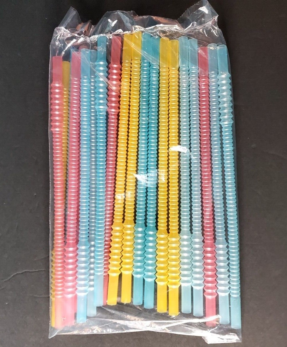 Tupperware Reusable Whistle Impressions Tumbler Straws Set of 20 MultiColor New