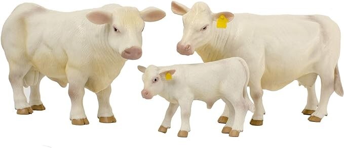 Little Buster Charolais Family Set – Charolais Cow, Bull, and Calf 1/16th Scale