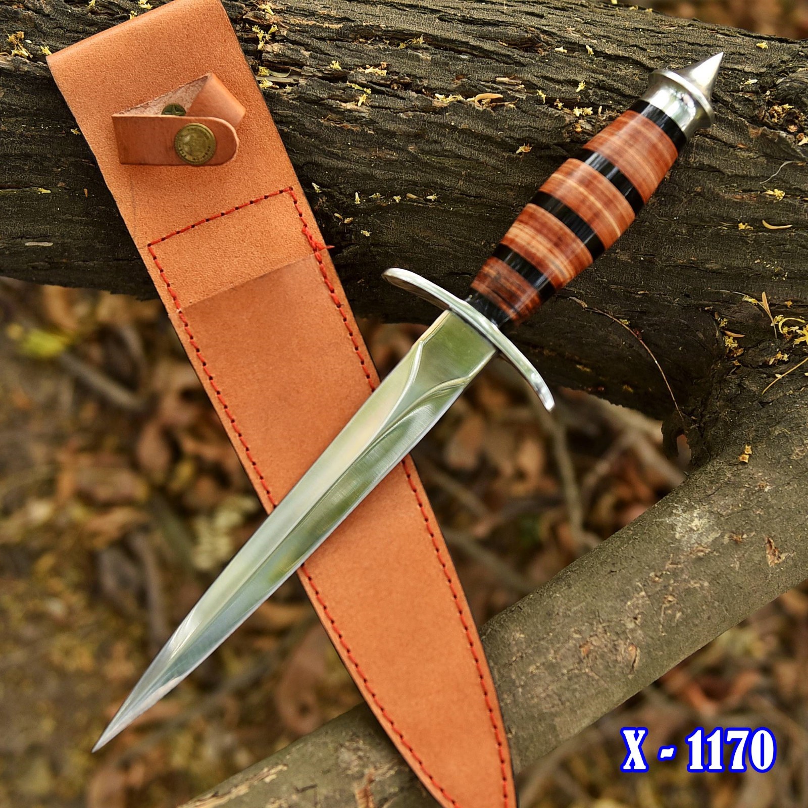 Handmade Double Edged Needle Point Knife High Polish Carbon Steel Survival Blade