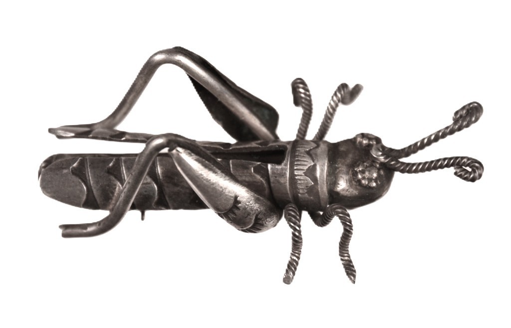 Navajo Sterling Silver Grasshopper Pin ca. 1970 Size .625″ H x 1.8125″ L x 1″ W