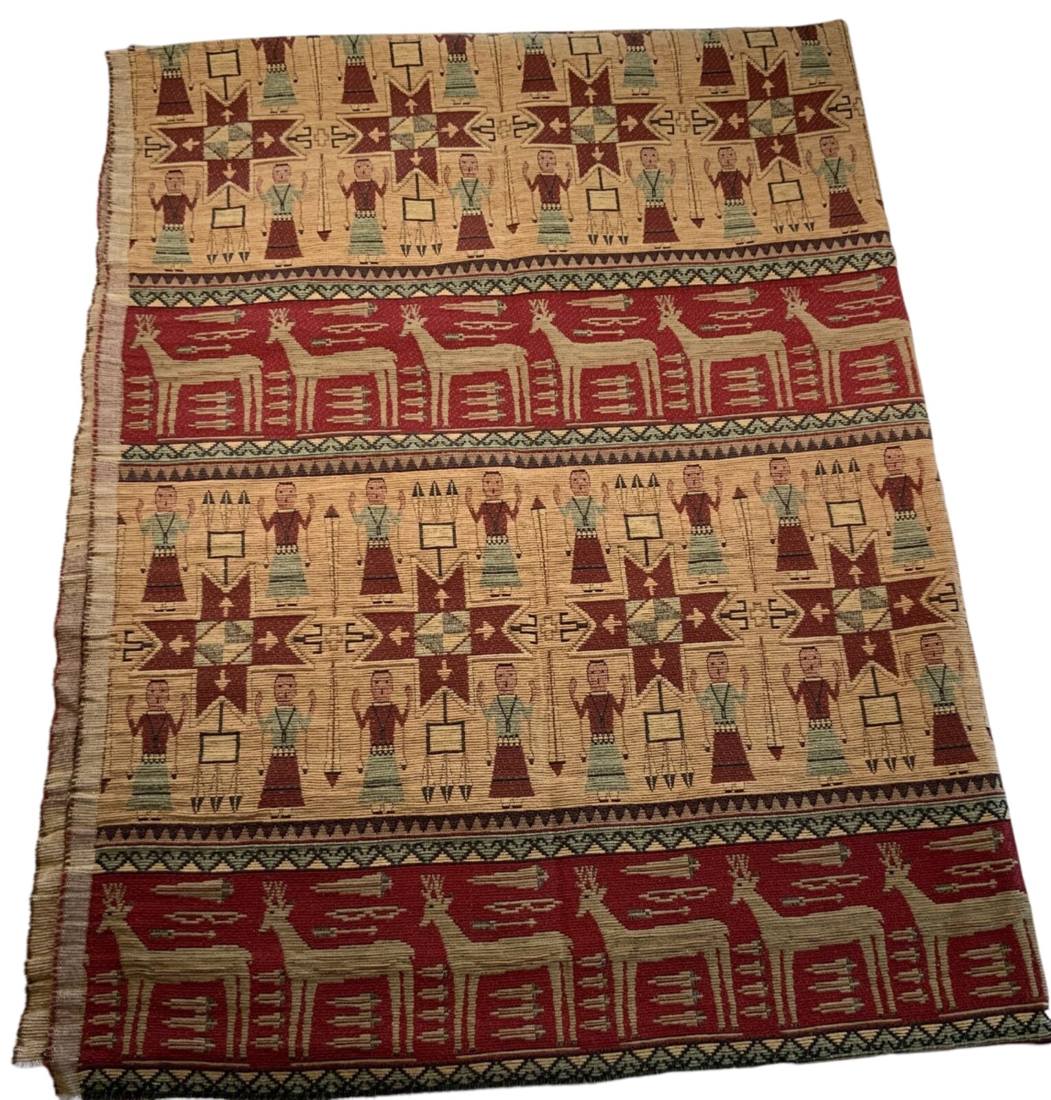 Navajo Yei Tapestry RARE Yei Deer Bows and Arrows 70 in x 55 in 3 Small Flaws