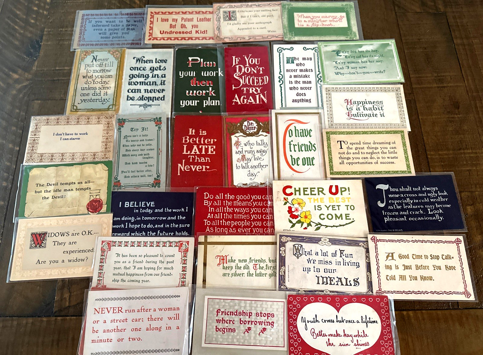 Lot of 30~Comic & Witty Sayings Phrases~Mottos~Vintage Greetings Postcards~r689
