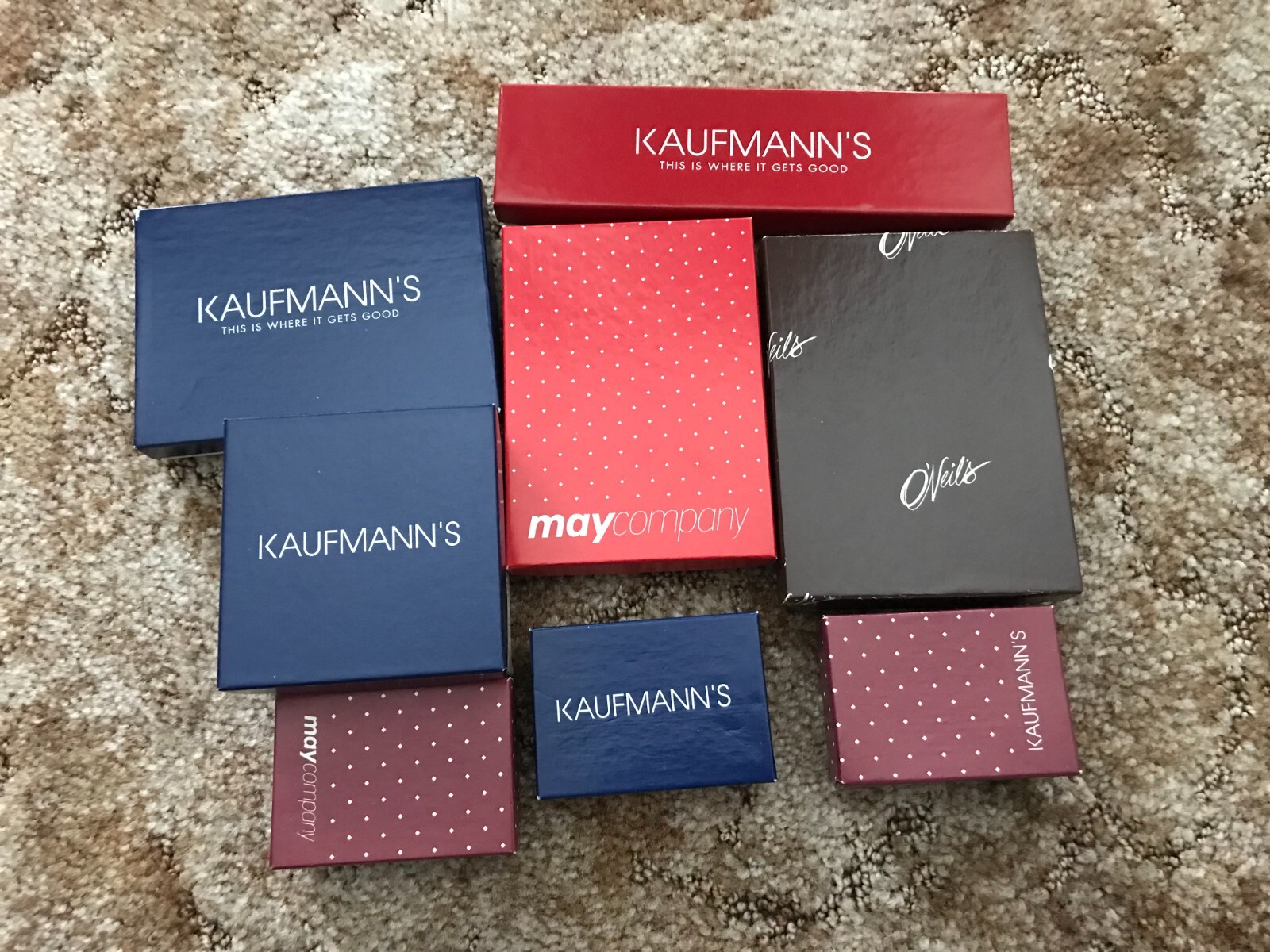 Vintage Defunct Department Store Jewelry Box Lot Kaufmanns O’neils May Company