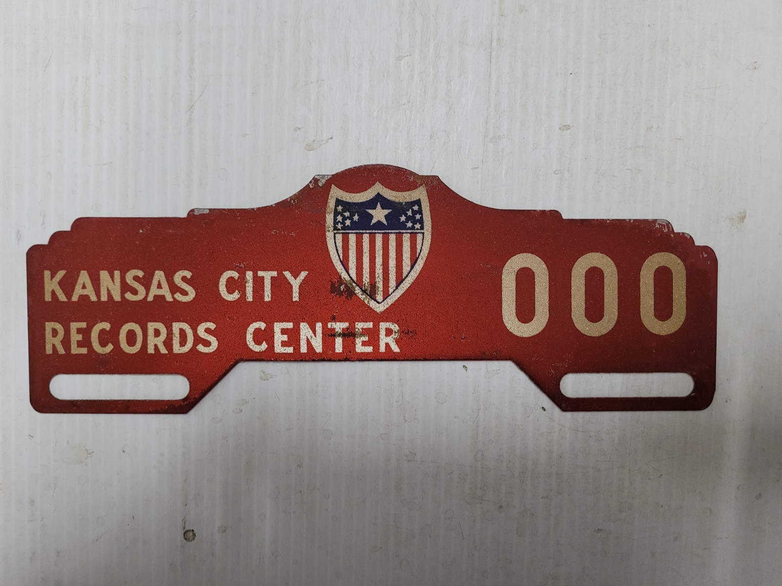 1940 Kansas City Missouri License Plate Tag RECORDS CENTER MILITARY SAMPLE
