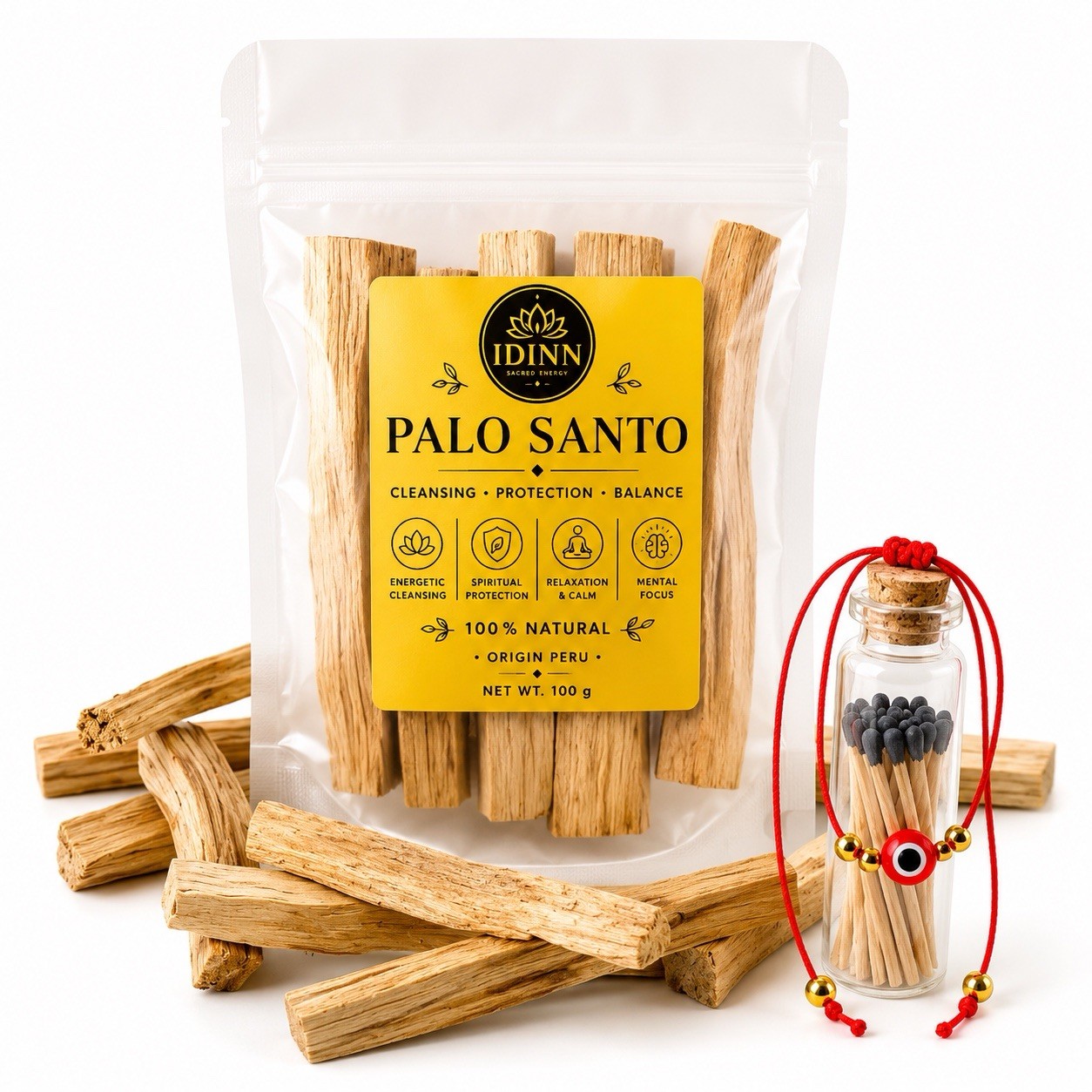 Palo Santo Sticks 100g Peru 100% Natural Holy Wood + Free Gift