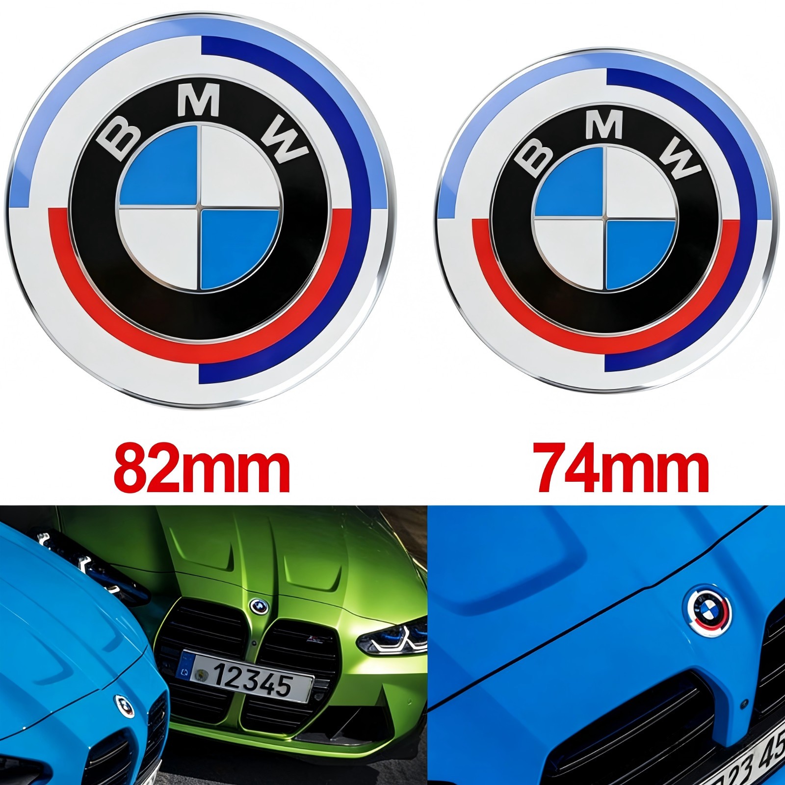 BMW 50th Anniversary Logo Badge Front Rear Bonnet Boot Emblem 82mm 74mm New
