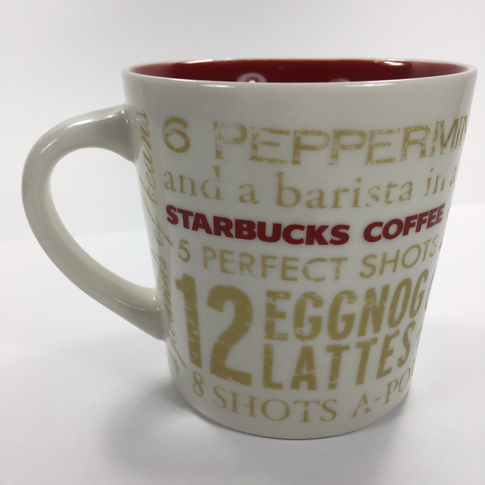 2008 Starbucks 12 Days of Christmas Coffee Mug Cup Word Cloud 14oz Tea Cup