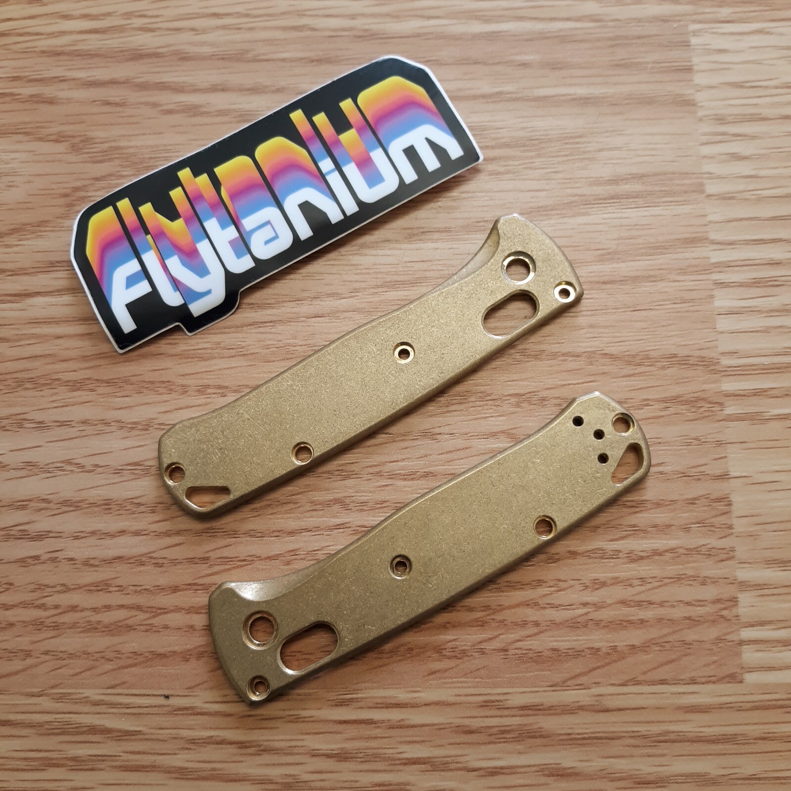 Flytanium For Scales Benchmade Mini Bugout Antique Stonewash Finish Brass Handle
