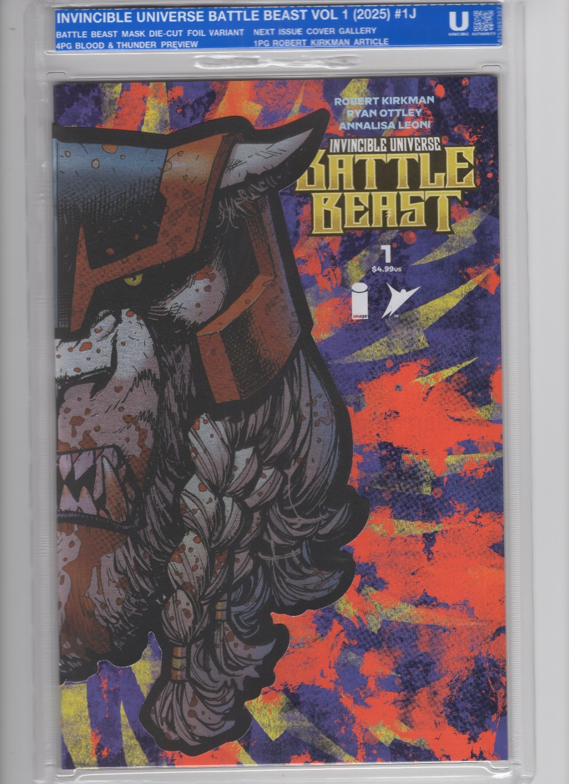 Invincible Universe Battle Beast #1 Die-Cut Foil Mask Variant Image UNCIRCULATED