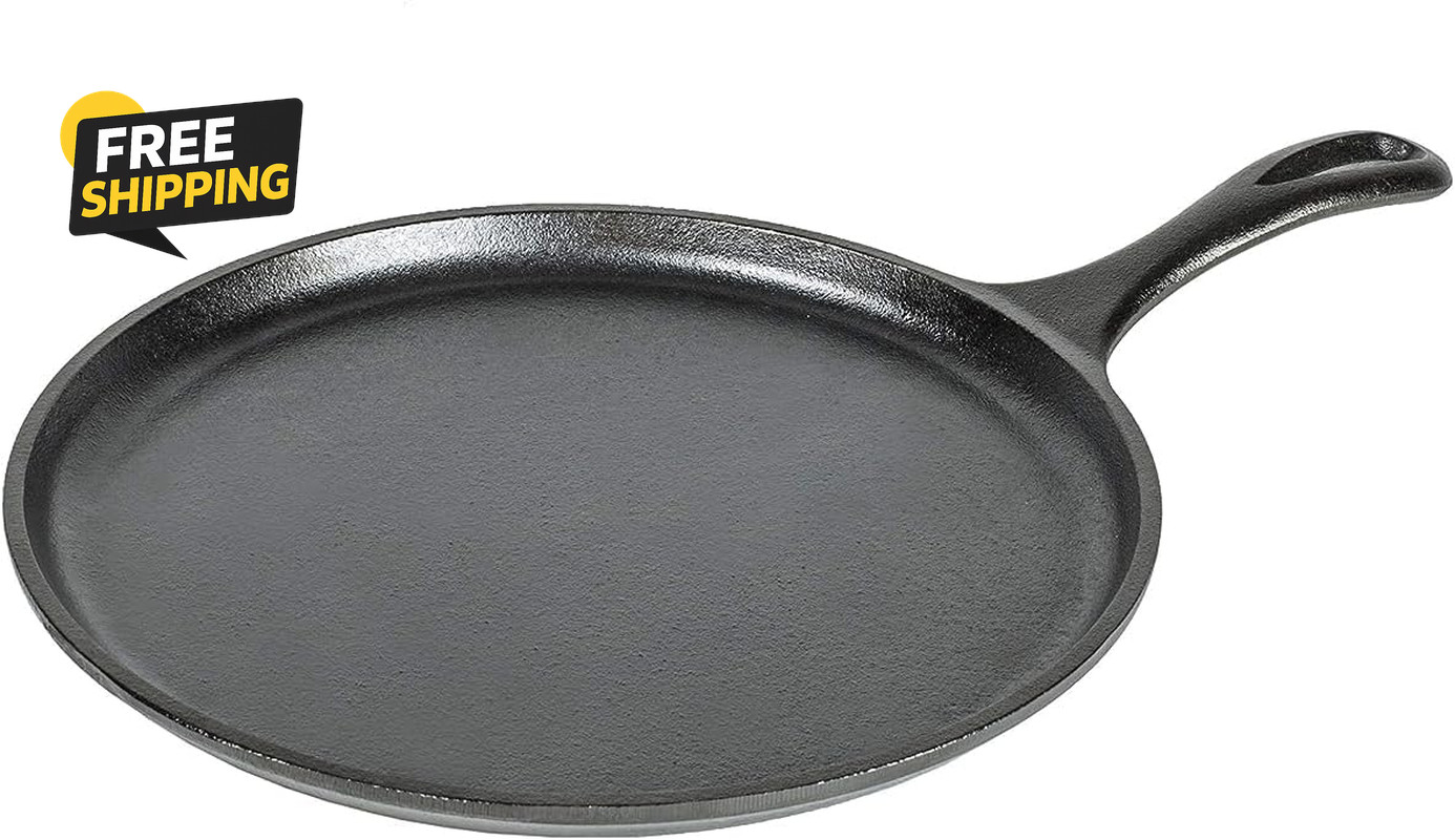 round Seasoned Cast Iron Griddle – Round-Shaped, Pre-Seasoned Iron Griddle Pan