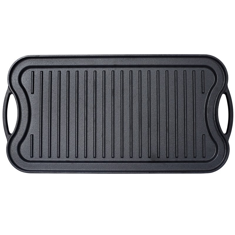 20″x10″ Pre-Seasoned Cast Iron Reversible Rectangular Griddle/Grill Pan w/Handle