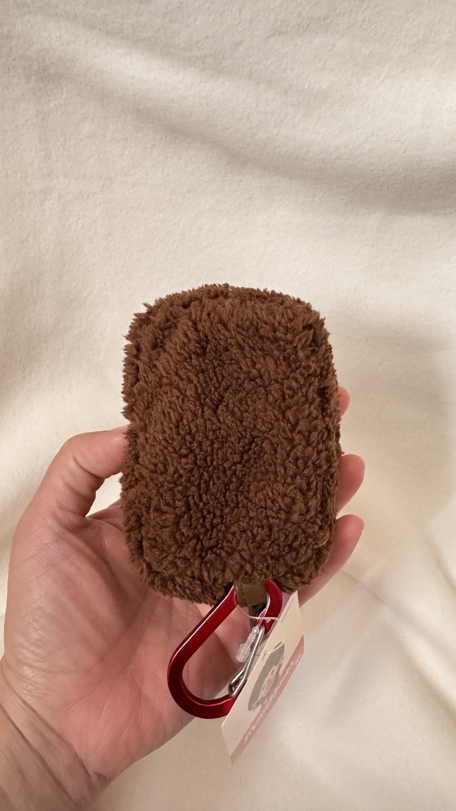 Monchhichi Boy Fluffy Mini Pouch Keychain with Carabiner Japan Import