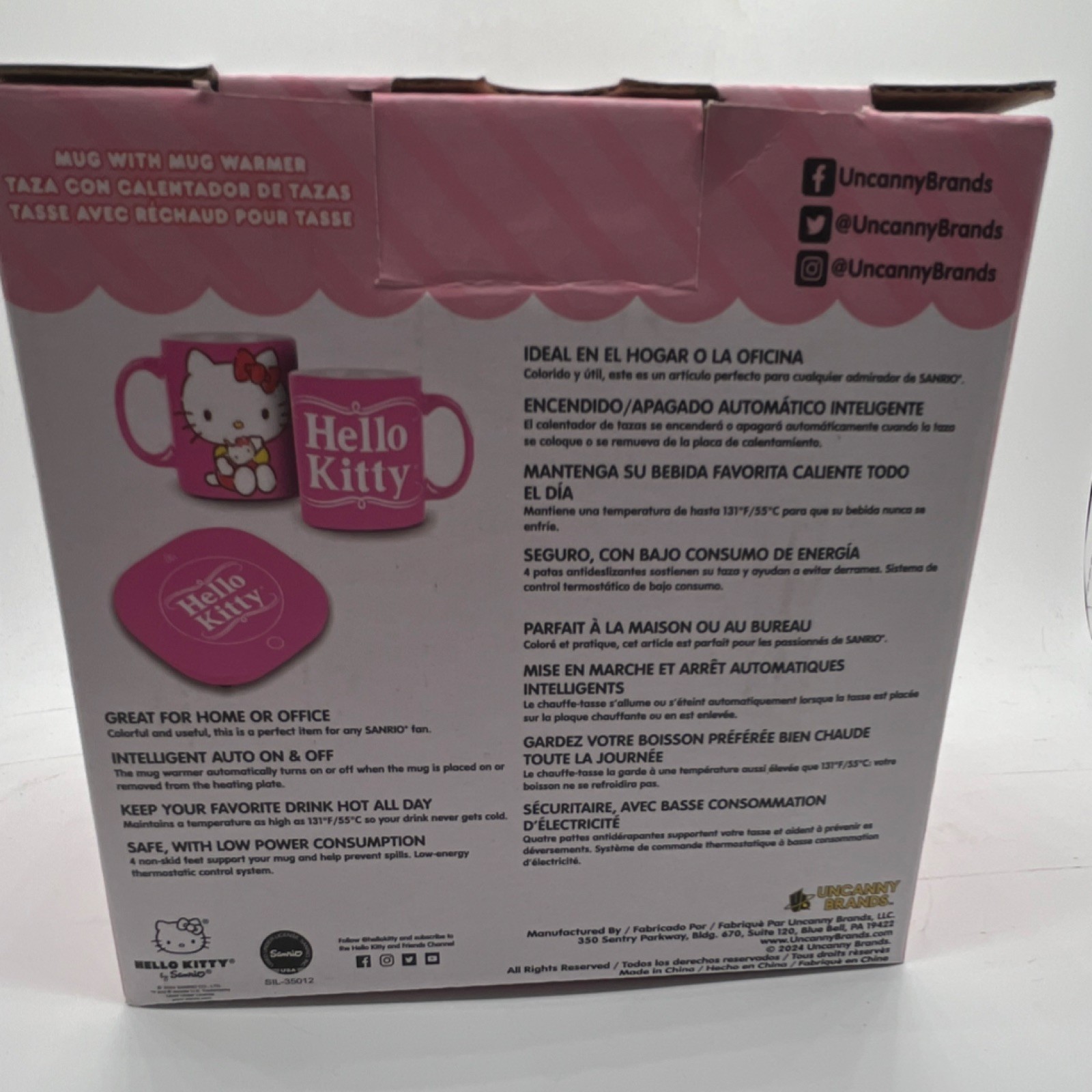 Hello Kitty Pink 10 fl oz Ceramic Mug w/ Handle & Mug Warmer Set