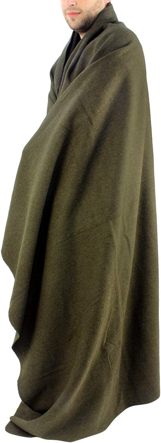 Ever Ready Warm Wool Fire Retardant Blanket 66″ x 90″ US Military Style – Green