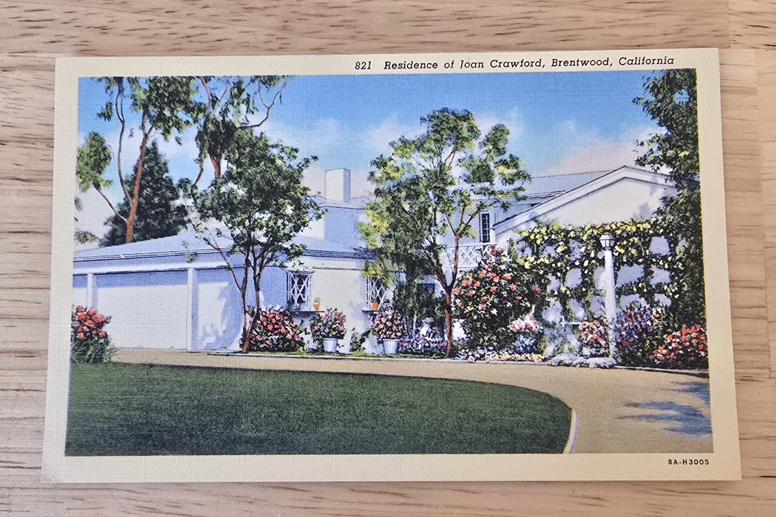 Brentwood California Joan Crawford Residence Linen Unposted Postcard