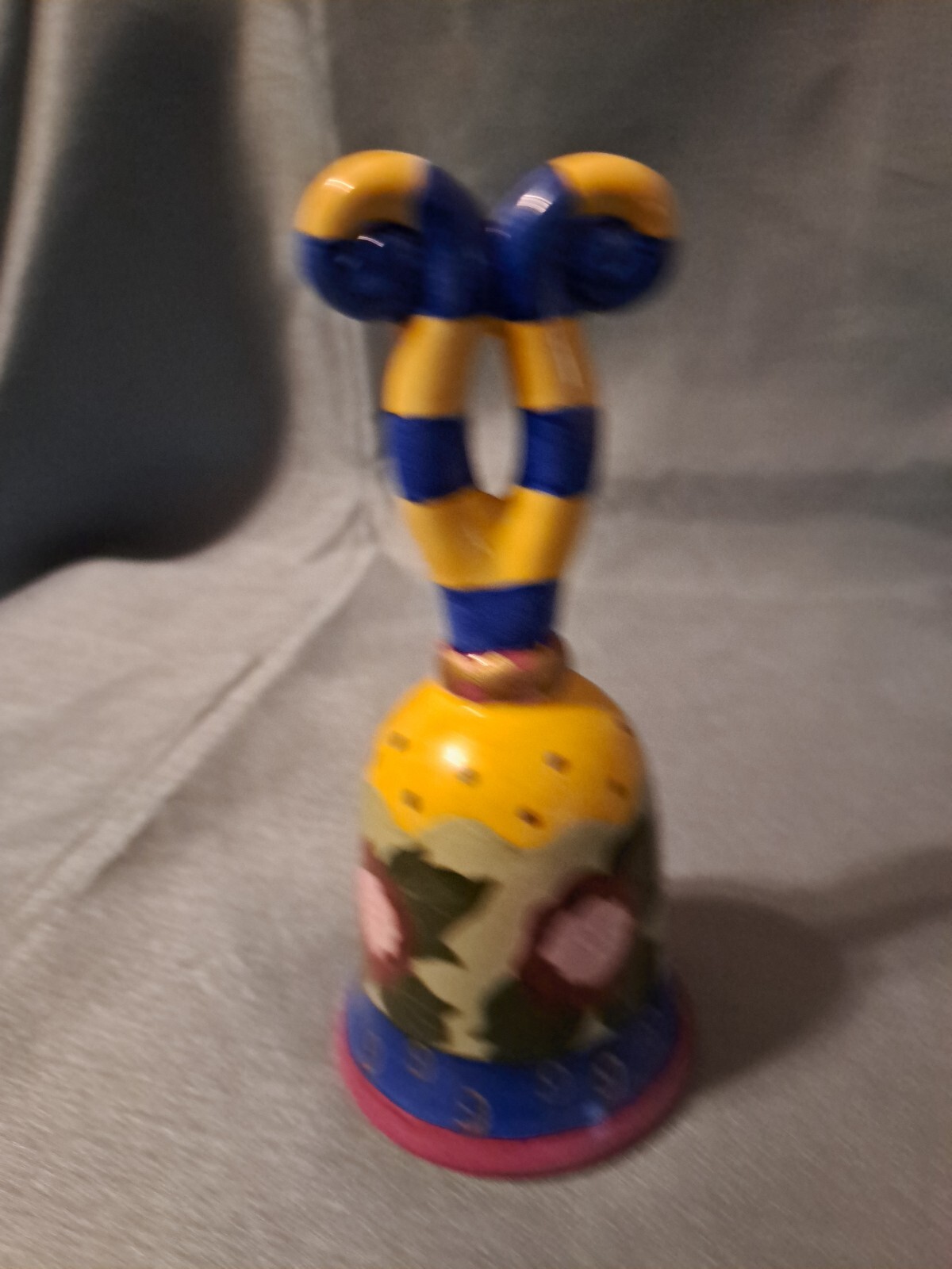 Vintage Ganz Bella Casa Decorative Floral Ringing Bell Green Blue Multicolor