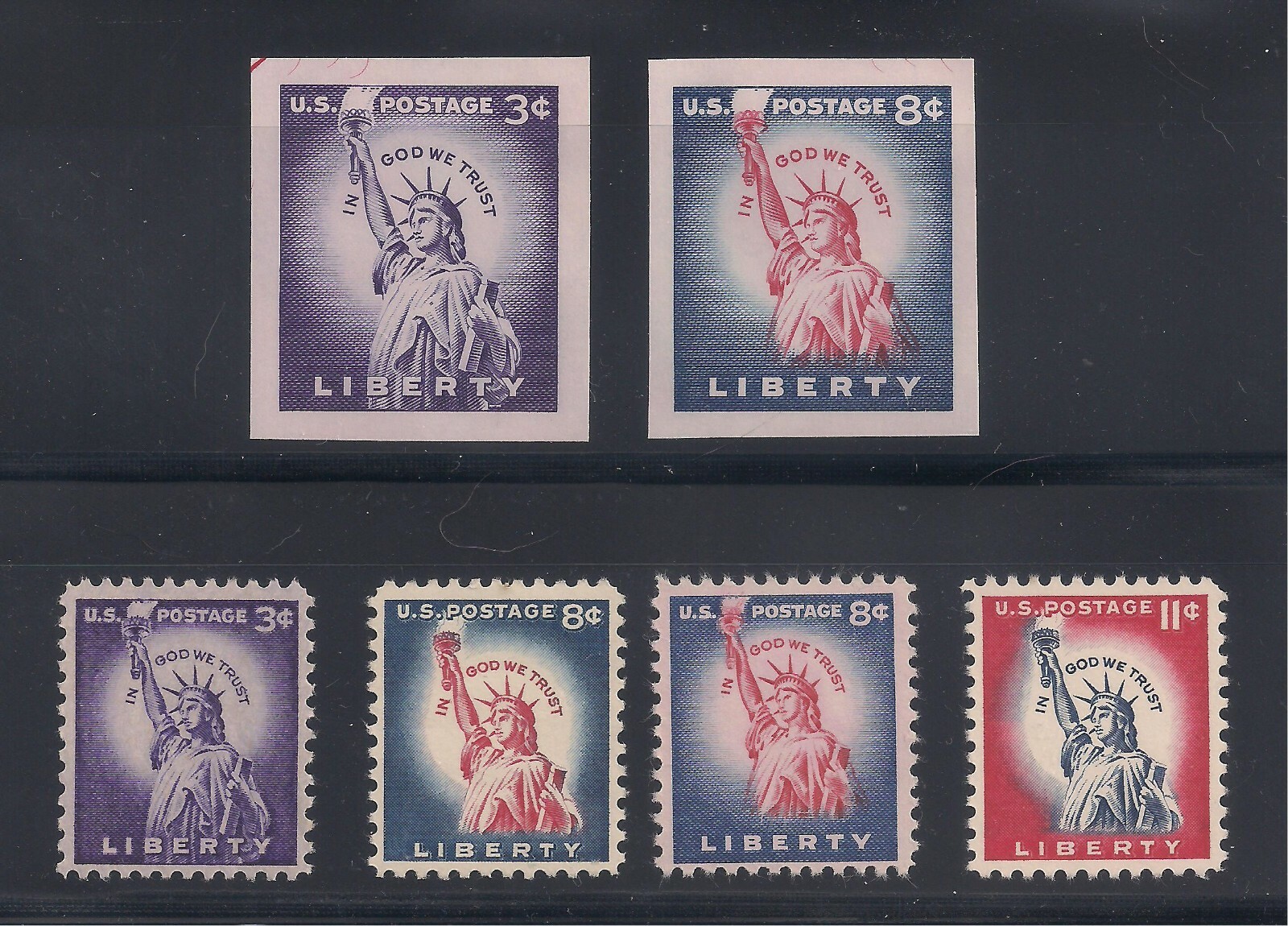 STATUE OF LIBERTY – SET OF 6 DIFFERENT 1950’s U.S. POSTAGE STAMPS MINT CONDITION