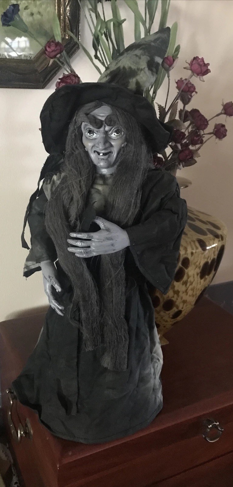 Halloween Tree Witch Tree Topper Table Shelf Art Decor 15” Z2