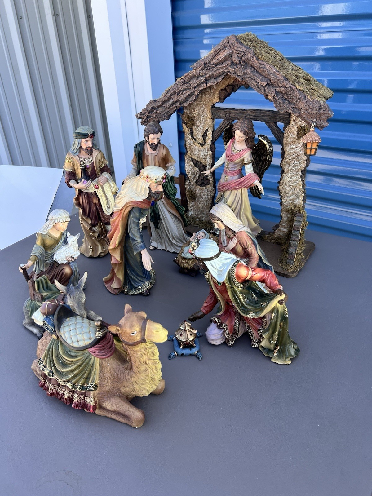 RARE Kirkland 913541 14pc Nativity Set Antique Style Hand Paint XL Figures 2013