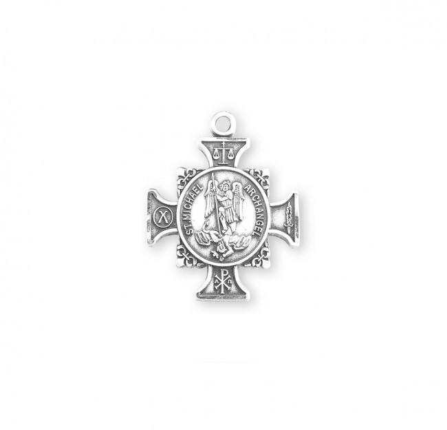 925 Sterling Silver Saint Michael Pendant Medal Necklace With Chain & Box