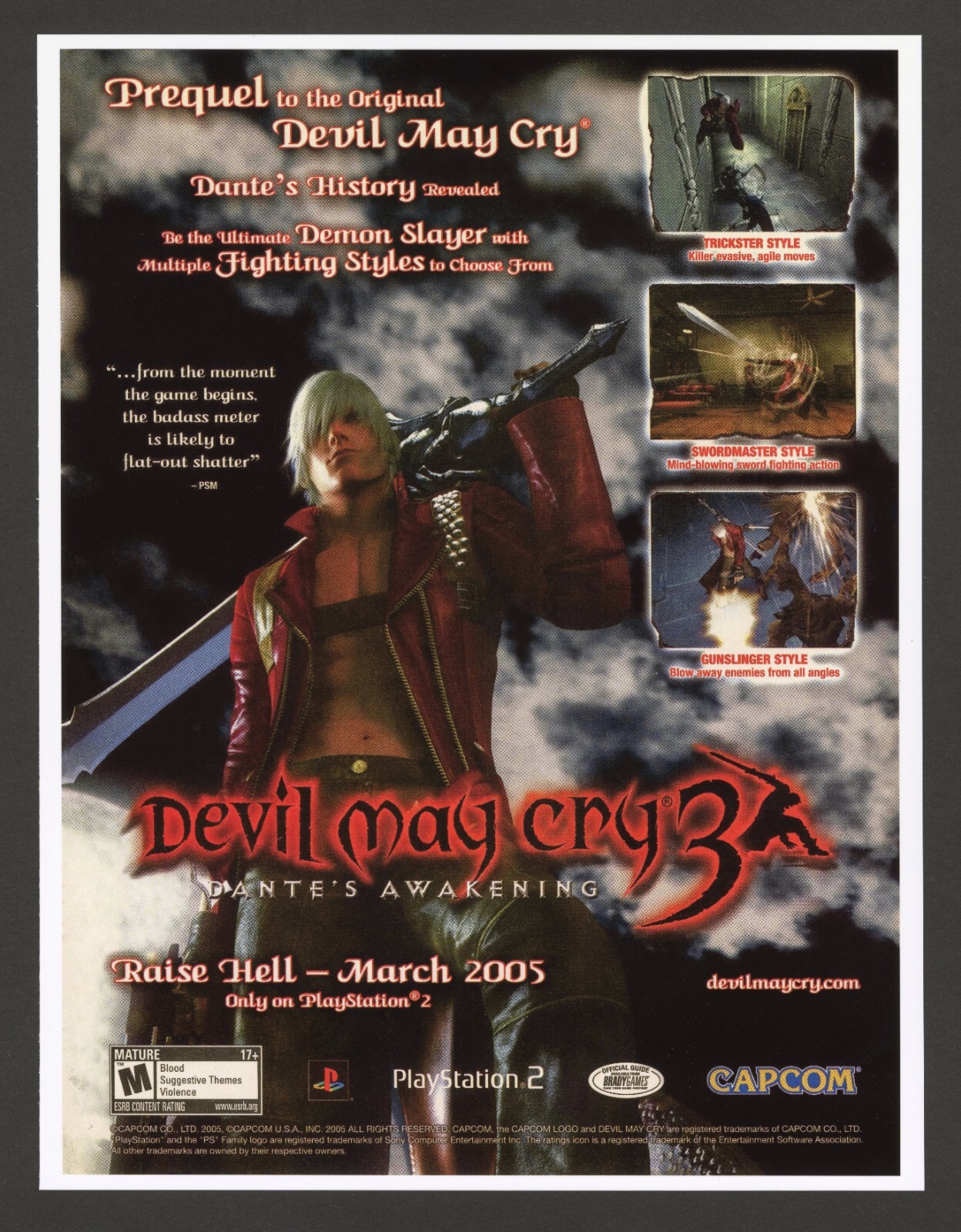 Devil May Cry 3 Sony Playstation 2 PS2 2005 DMC Promotional Ad Art Print Poster