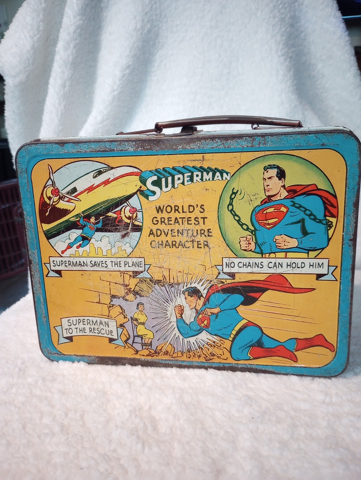 VINTAGE HOLY GRAIL 1954 SUPERMAN ADCO METAL LUNCHBOX