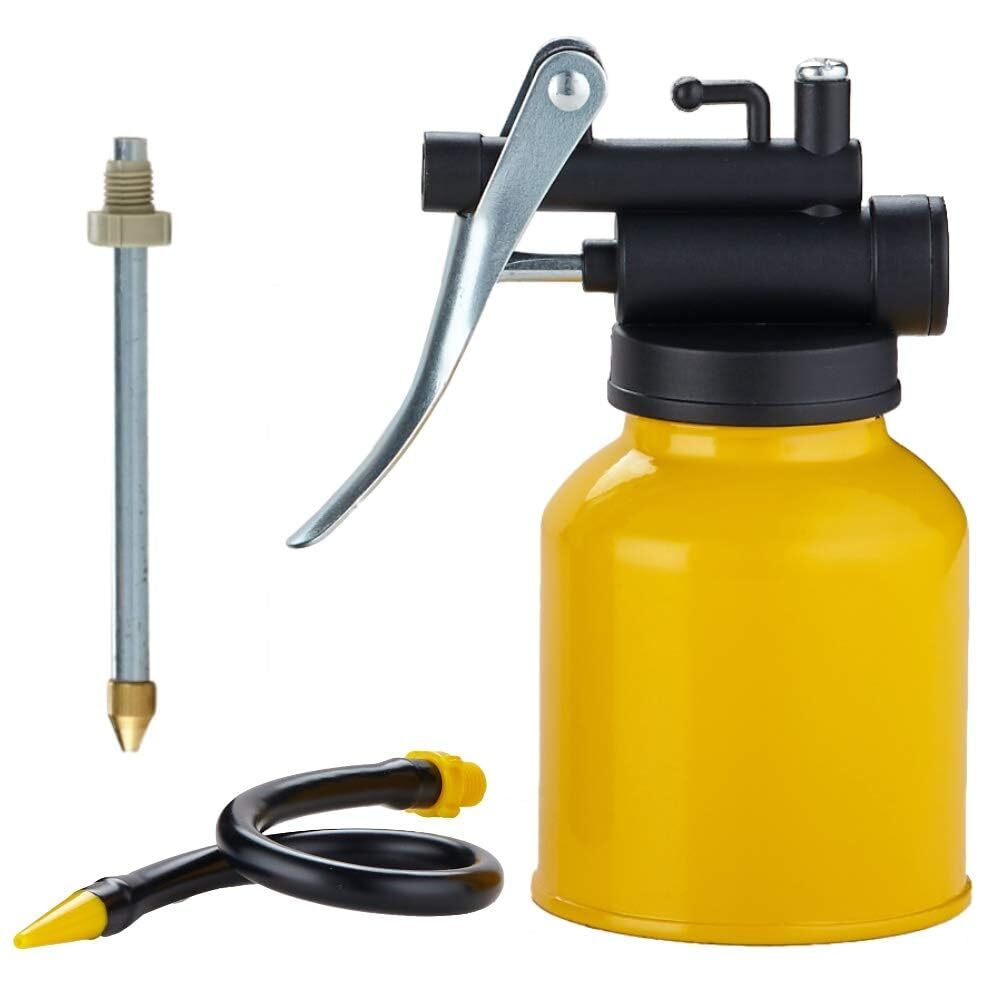 Hand Pump Oiler Can Professional Level 8 oz. Capacity Pump Oiler with Spout