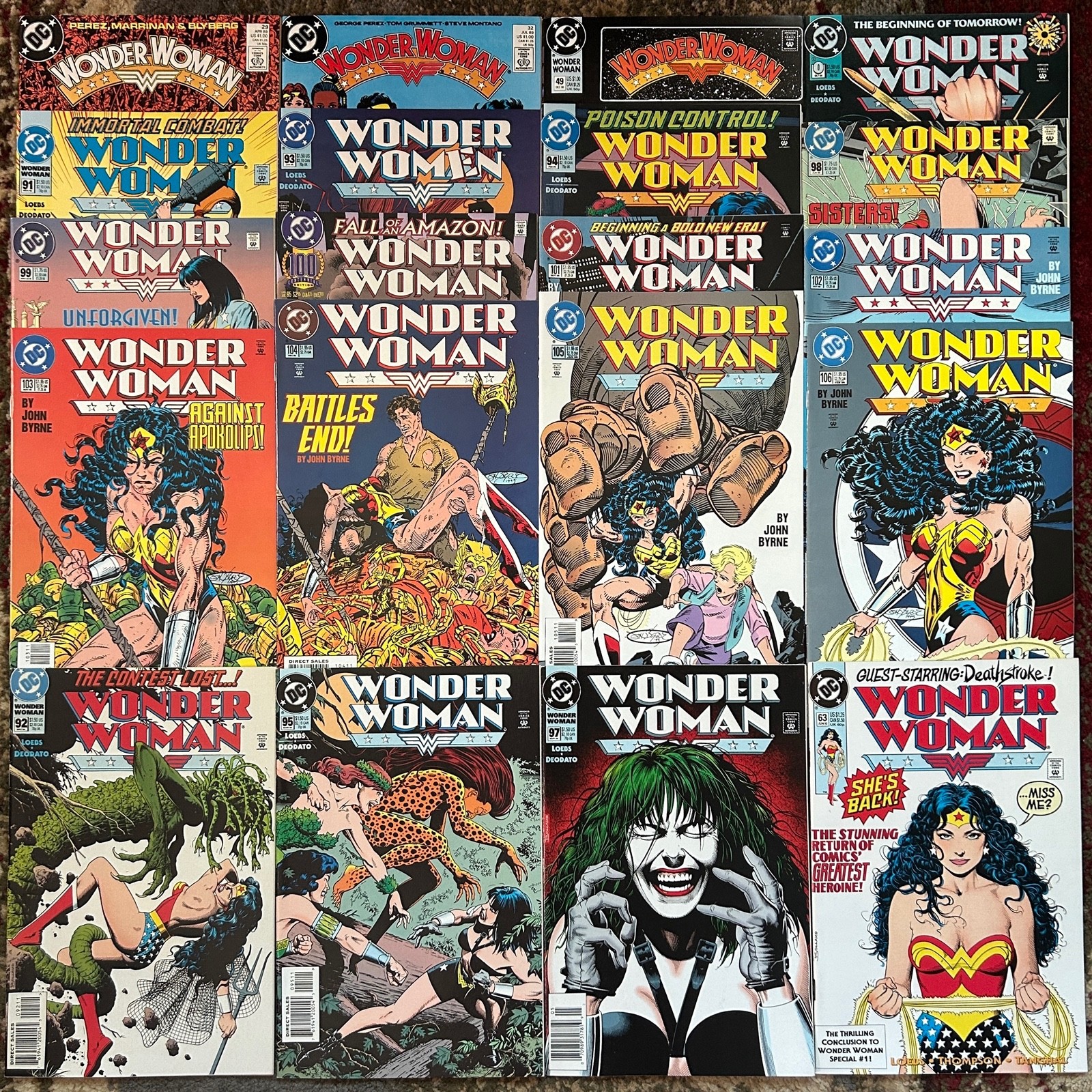 Lot of 20 Wonder Woman by John Byrne w/ 4 Key Issues 1989 DC Comics Excellent