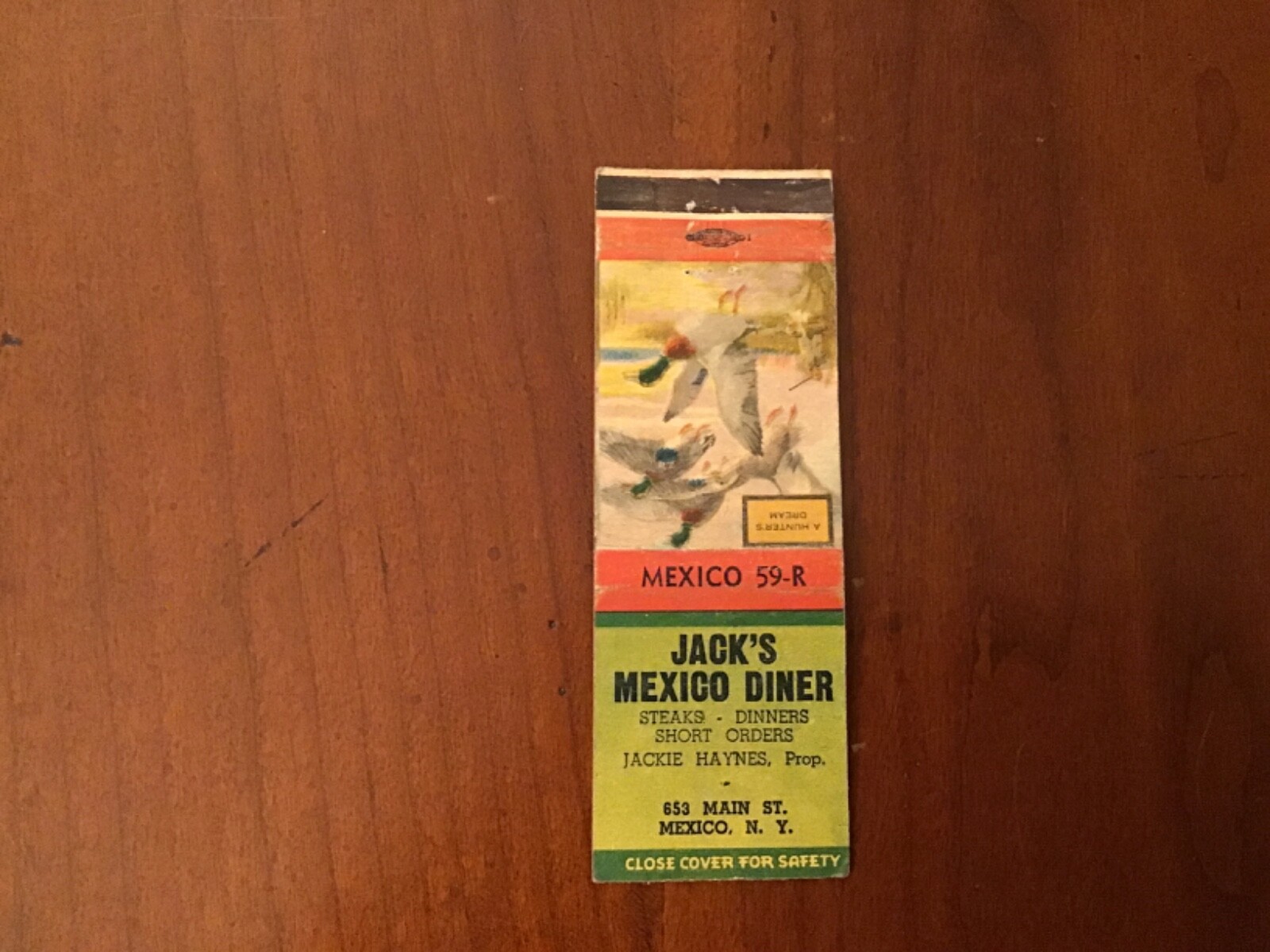 Vintage Jack’s Mexico Diner Mexico New York Matchbook Cover