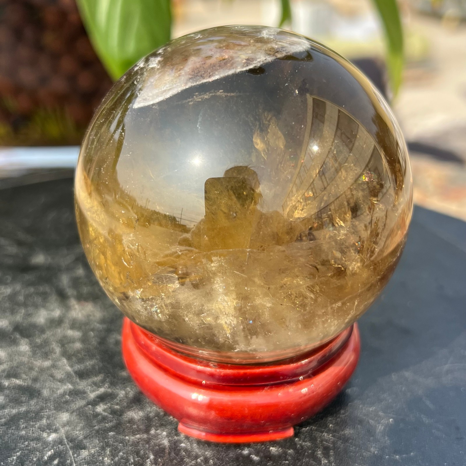 1.5LB Natural Smoky Quartz Crystal Sphere Polished Healing Ball Home Decor