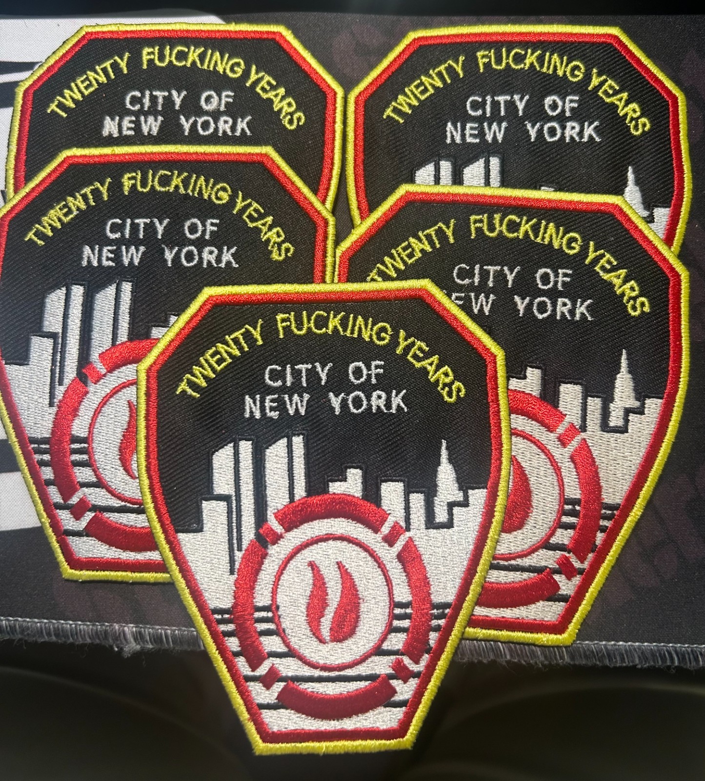 🔥 5-FDNY NYC Fire Department 20 FU%KING YEARS RETIREMENT PATCHES BRAND NEW🔥